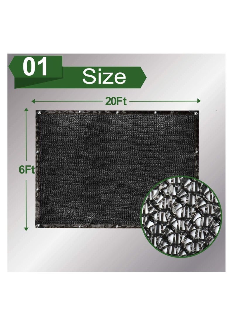 Y&D Sunblock Shade Cloth Net Black Resistant 6x20 Ft Garden Mesh Tarp for Plant Cover Greenhouse Plants Taped Edge Grommets Flower Barn Kennel  - Image 2