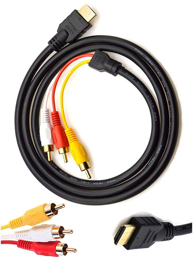 NIBEMINENT HDMI Male To 3-RCA Audio Video Cable Black - Image 1