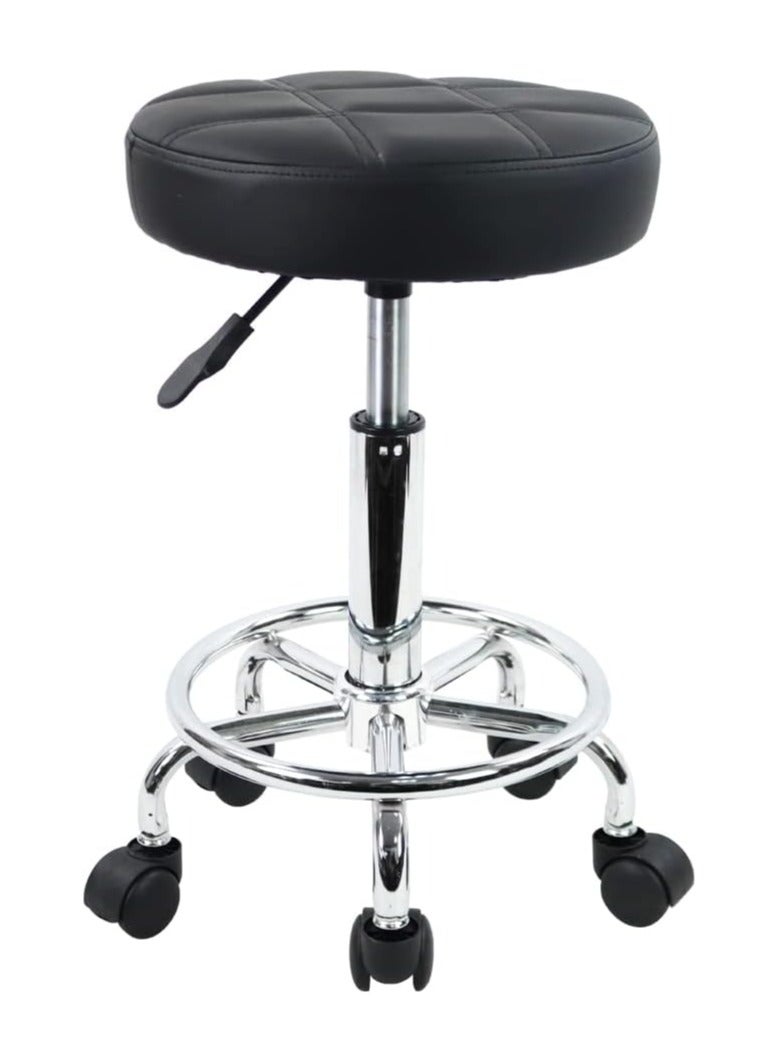 Ripple FURNITURE Round Rolling Stool Chair Pu Leather Height Adjustable Swivel Drafting Work Spa Shop Salon Stools With Wheels Office Chair Small  - Image 1