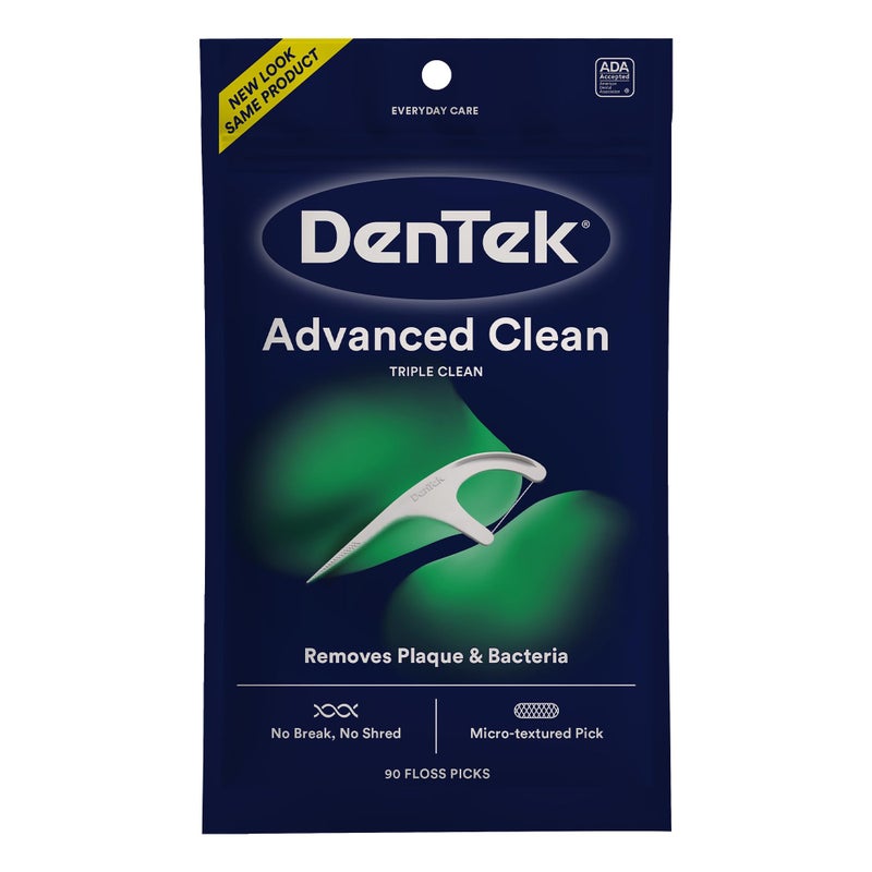 DenTek Advanced Clean Floss Picks with No Break & No Shred Dental Floss, Plaque Remover, 90 Count - Image 1