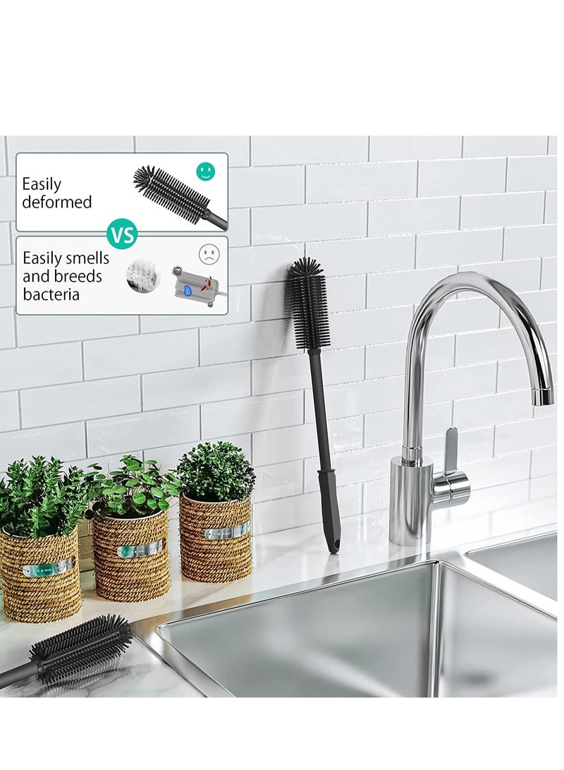 SOLARAE Silicone Bottle Cleaning Brush with 16‚ÄùLong Water Bottle Brush Cleaner Brush for Hydro Flask, Glassware, Vases, Water Bottle Cleaner Brush for Narrow Neck Containers 2 Pack - Image 4