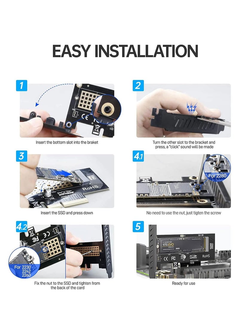 ماركة غير محددة - بطاقة محول من هارد SSD بذاكرة مستديمة ام 2 الى منفذ ملحقات اضافية سريع 4.0 من جي مع وحدة تبديد حرارة - Image 1