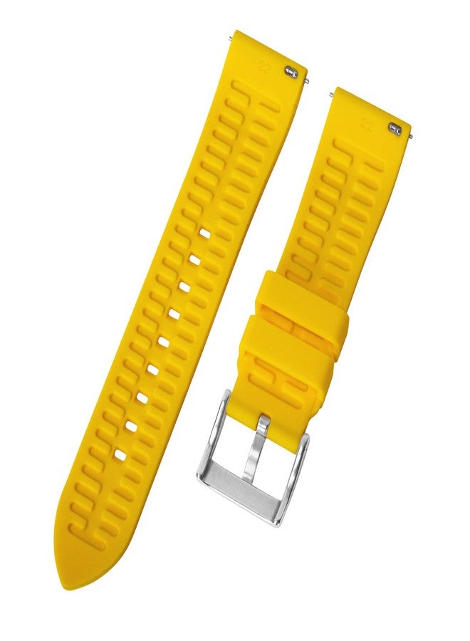 TStrap Silicone Watch Strap 20mm - Yellow Quick Release Watch Band for Mens Womens - Military Waterproof Smart Watches Bracelet Replacement with Clasp Ladies - 18mm 19mm 20mm 21mm 22mm 24mm - Image 3