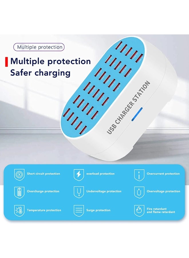 شاحن USB، 30 منفذًا 160 وات (30 أمبير) محطة شحن USB متعددة المنافذ مع ميزة Smart Detect للأجهزة المتعددة والهواتف الذكية والأجهزة اللوحية وغيرها من الأجهزة الإلكترونية - Image 2
