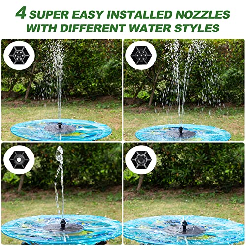 Mademax Upgraded Solar Fountain with 4 Easy Install Nozzle and Fixer, Solar Powered Fountain Pump for Bird Bath, Garden, Pond, Pool, Fish Tank, Outdoor - Image 3