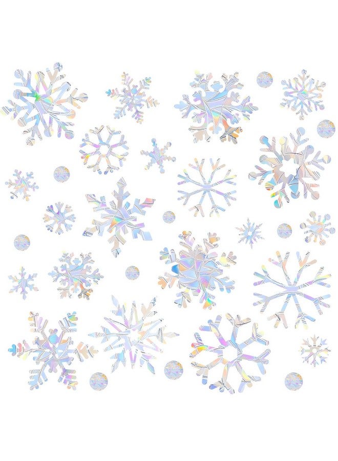 kockuu 216Pcs Christmas Snowflake Window Clings For Glass Window Decorations, 8 Sheets Iridescent Static Snowflake Window Decal Stickers For Christmas Window Decor - Image 1