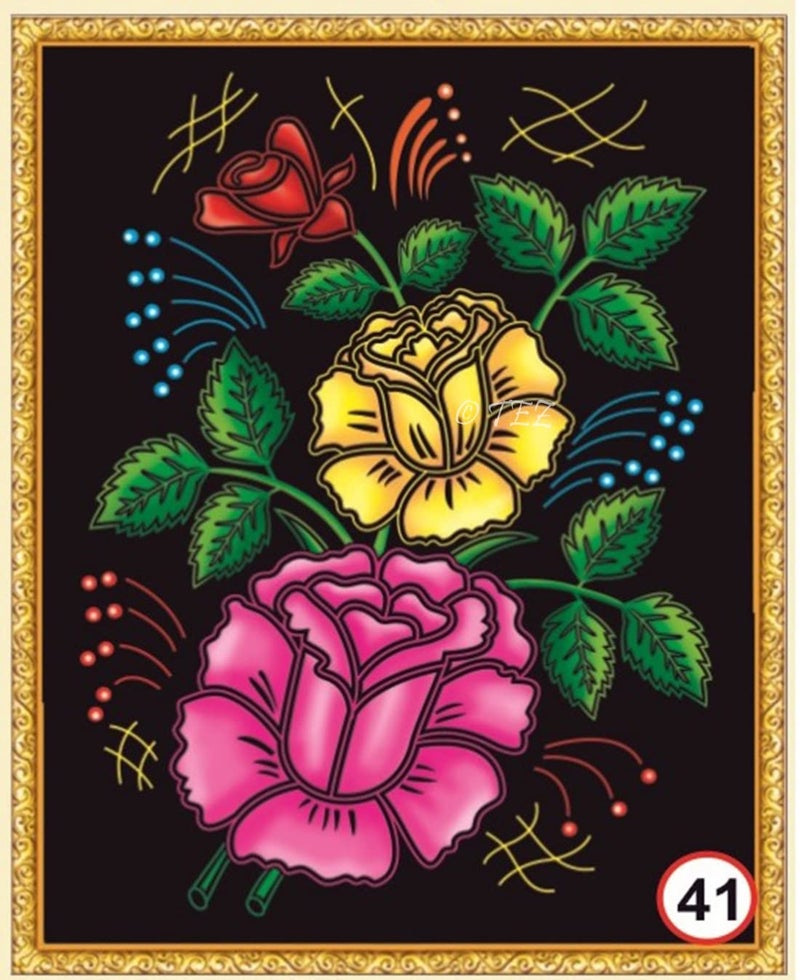 Tez DIY - Emboss Painting Kit, Flowers, Medium(13x19 inch), Design No. 41 - Image 1
