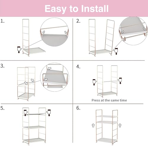 oddpod™ 2-Tier Metal Freestanding Stackable Organizer Rack, Bathroom Countertop Storage Shelves/Multi-Layer Desktop Cosmetics & Kitchen Spice Organizer (Rose Gold) - Image 5