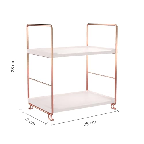 oddpod™ 2-Tier Metal Freestanding Stackable Organizer Rack, Bathroom Countertop Storage Shelves/Multi-Layer Desktop Cosmetics & Kitchen Spice Organizer (Rose Gold) - Image 2