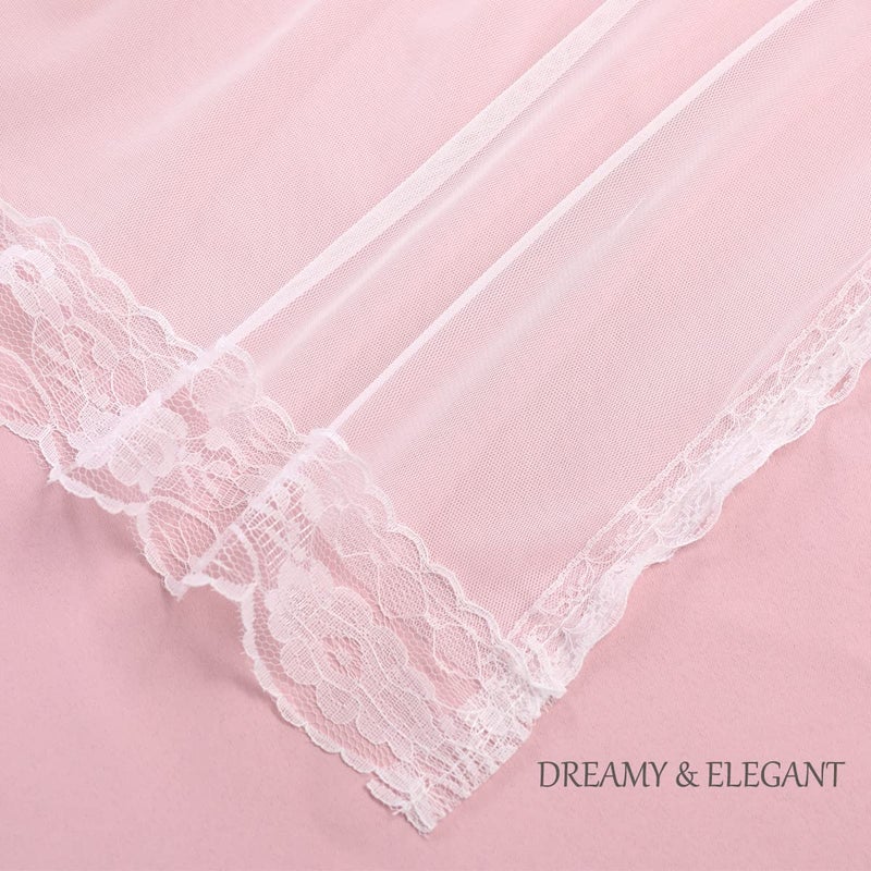 SOFJAGETQ Short Pink Blackout Curtains with Sheer Overlay - Grommet Privacy Drapes, Cute Window Treatments for Kids/Girls Bedroom Nursery LivingRoom, 52 x 54 in, 2 PCs - Image 4