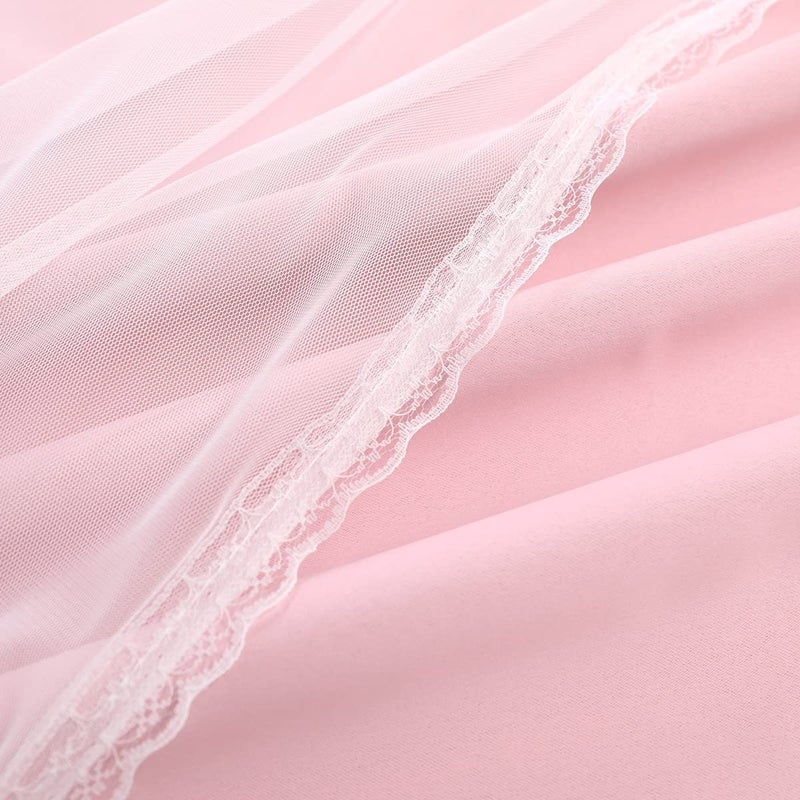 SOFJAGETQ Short Pink Blackout Curtains with Sheer Overlay - Grommet Privacy Drapes, Cute Window Treatments for Kids/Girls Bedroom Nursery LivingRoom, 52 x 54 in, 2 PCs - Image 3