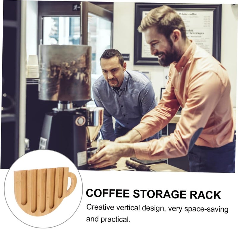 Healifty Wooden Coffee Capsule Rack Vertical Display Organizer Space Saving Mug Shaped Coffee Pod Holder Countertop Storage for Kitchen Home - Image 4