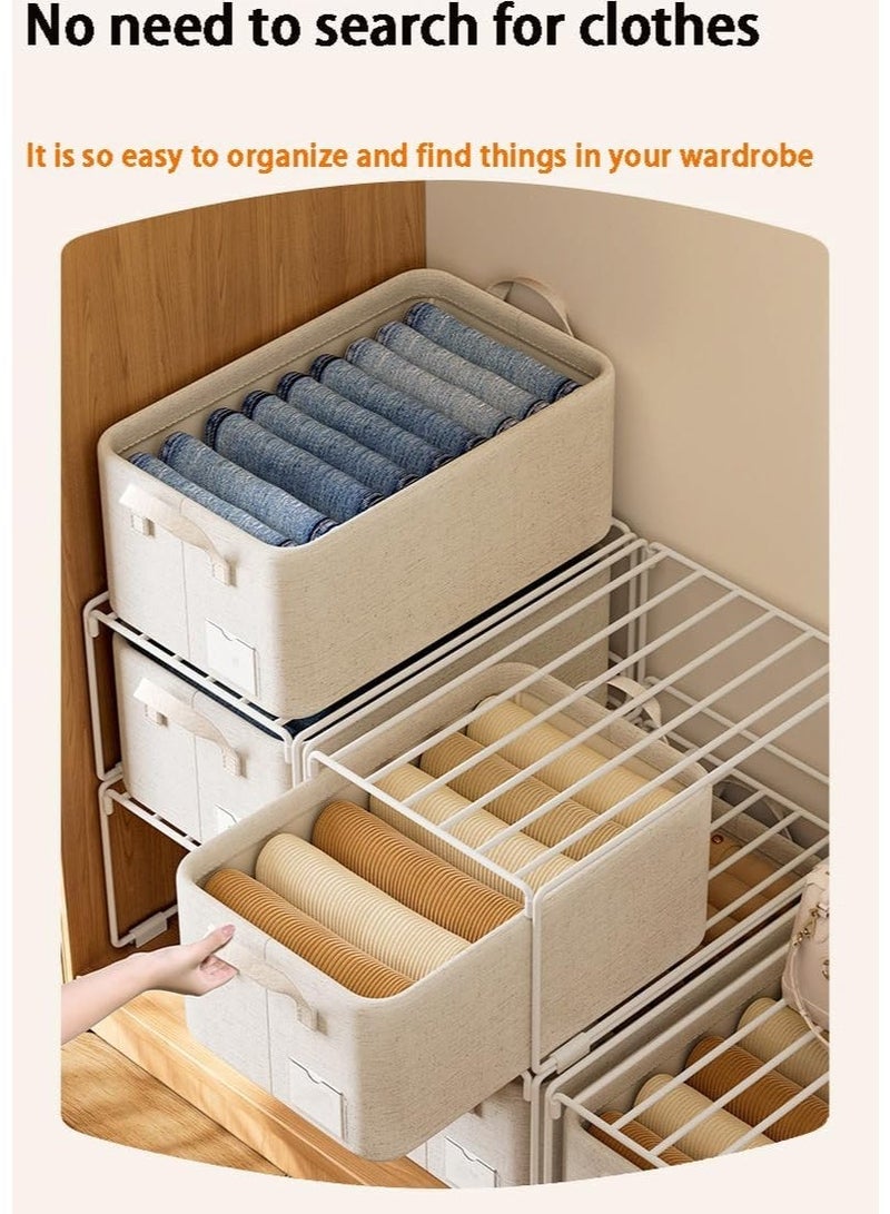 YOUWE7 3 Pack Large Clothes Organizer, Wardrobe Closet Organizer and Storage with 3 Metal Closet Organizers Rack, Foldable Fabric Closet Organizers Dividers for Clothing, Pants, Jeans, Sweater - Image 2