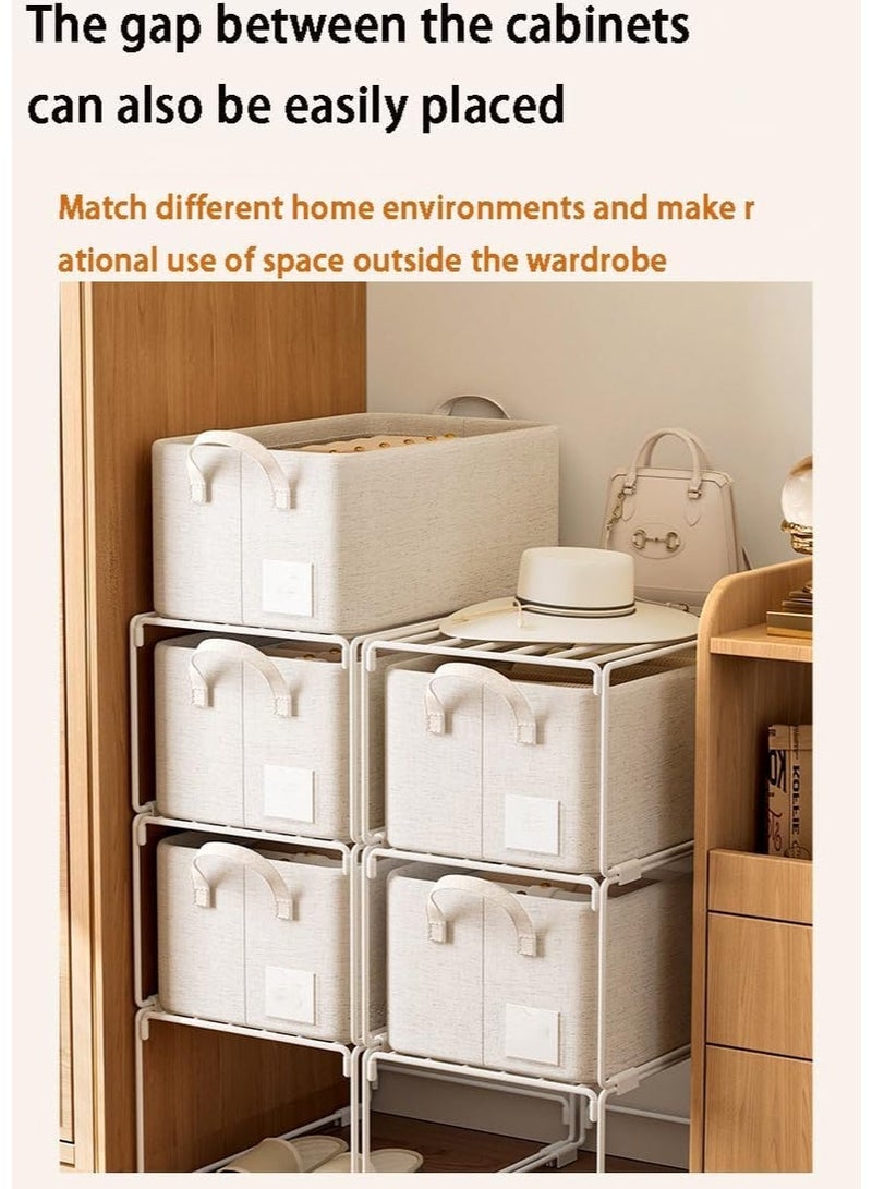 YOUWE7 3 Pack Large Clothes Organizer, Wardrobe Closet Organizer and Storage with 3 Metal Closet Organizers Rack, Foldable Fabric Closet Organizers Dividers for Clothing, Pants, Jeans, Sweater - Image 4