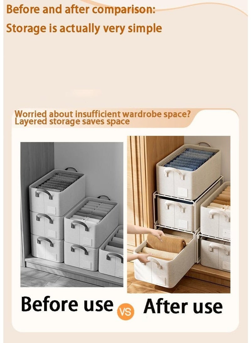 YOUWE7 3 Pack Large Clothes Organizer, Wardrobe Closet Organizer and Storage with 3 Metal Closet Organizers Rack, Foldable Fabric Closet Organizers Dividers for Clothing, Pants, Jeans, Sweater - Image 5