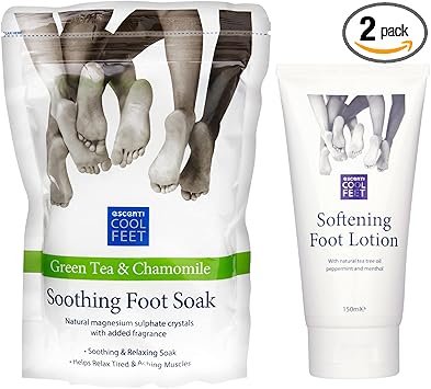 Escenti Cool Feet Soothing Foot Soak with Green Tea Chamomile and Escenti Softening Foot Lotion 150ml Foot Softener Set for Dry Skin Helps Relax Tired Muscles - Image 1