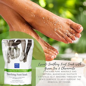 Escenti Cool Feet Soothing Foot Soak with Green Tea Chamomile and Escenti Softening Foot Lotion 150ml Foot Softener Set for Dry Skin Helps Relax Tired Muscles - Image 2