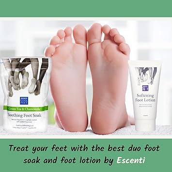 Escenti Cool Feet Soothing Foot Soak with Green Tea Chamomile and Escenti Softening Foot Lotion 150ml Foot Softener Set for Dry Skin Helps Relax Tired Muscles - Image 5
