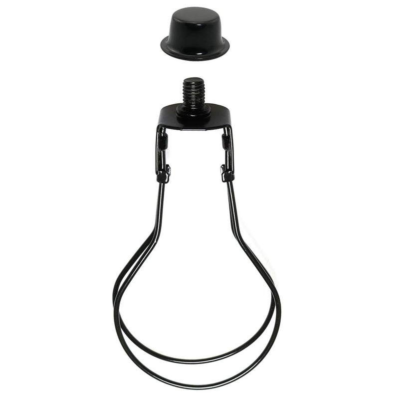 DZS Elec Black Round Light Bulb Holder with Lamp Shade Attaching Finial DIY Lighting Accessories Clip On Lampshade Adapter for Lighting Fittings