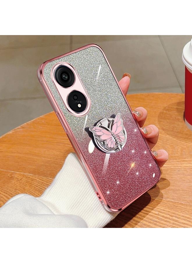 اس-توب جراب لهاتف OPPO A1 Pro، جراب هاتف TPU بحامل على شكل فراشة بلون متدرج لامع - Image 1