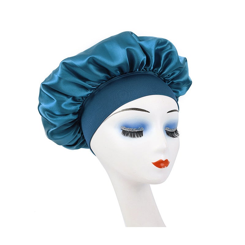 Selling Wide-Brimmed High-Elastic Satin Nightcap Beauty Hair Care Cap Breathable Cap Chemotherapy Shower Cap Turban Cap - Image 1