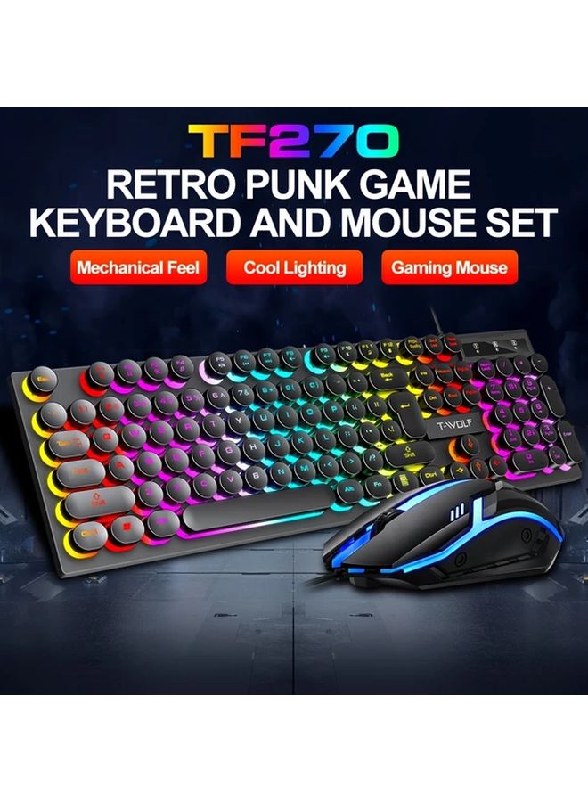 TF270 RGB Backlit Wired Keyboard And Mouse Combo 104 Keys USB Plug In Set For PC Mac Gaming - Image 2