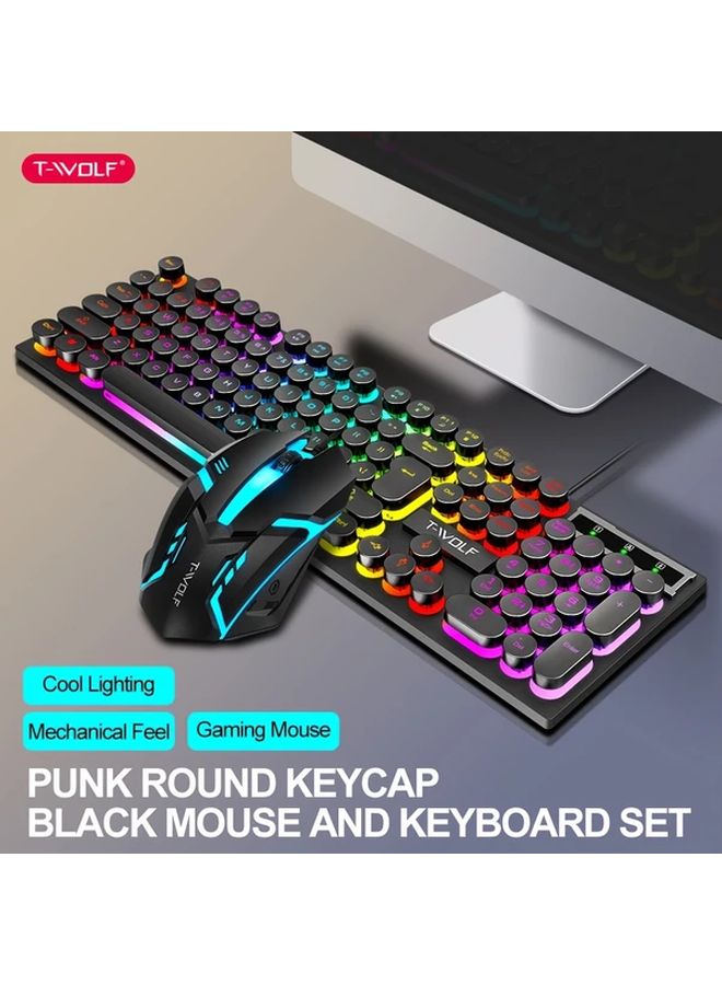 TF270 RGB Backlit Wired Keyboard And Mouse Combo 104 Keys USB Plug In Set For PC Mac Gaming - Image 1