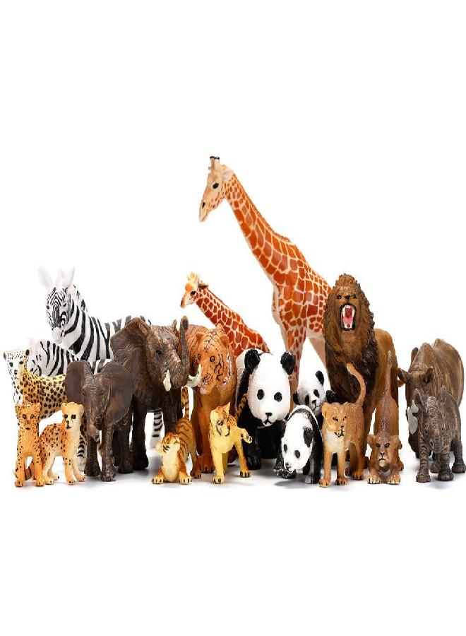 Kimicare Safari Animals Figures Toys 20 Piece, Realistic Plastic Animals Figurines, African Zoo Wild Jungle Animals Playset with Elephant, Giraffe, Lion, Tiger for Kids Party Supplies Cake Topper - Image 1