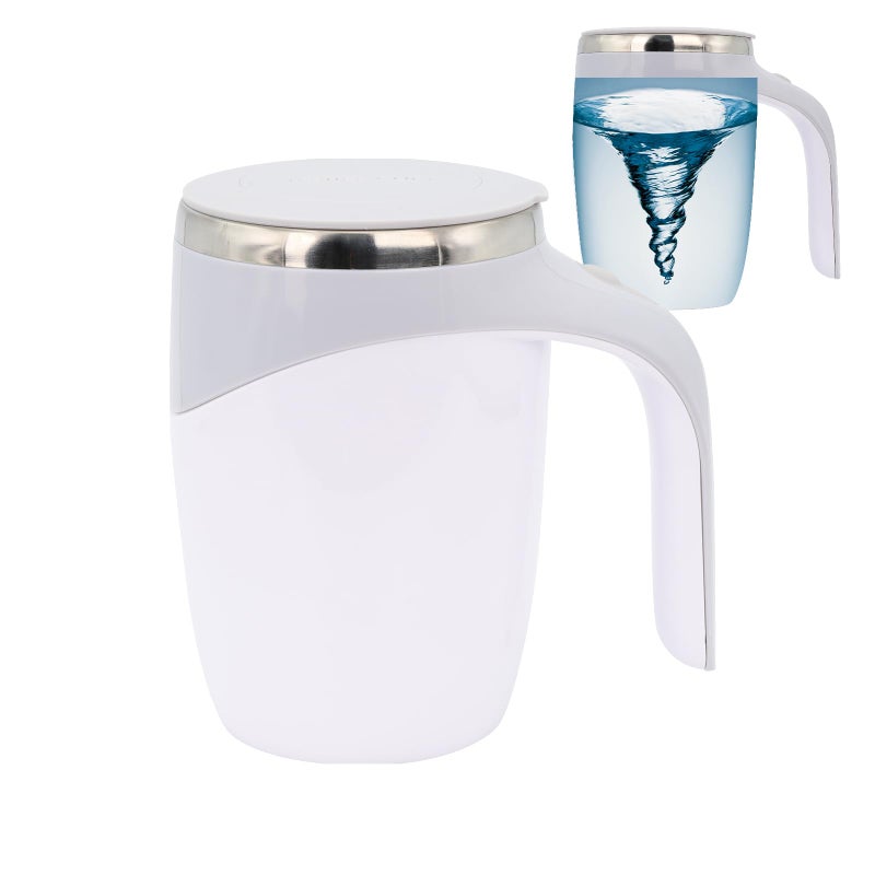 daasigwaa Self Stirring Mug  Automatic Magnetic Electric Coffee Mug Rotating Cute Mixing Cup Tasse To Stir OfficeKitchenTravelHome CoffeeTeaHot ChocolateMilk450 ml152 ozWhite