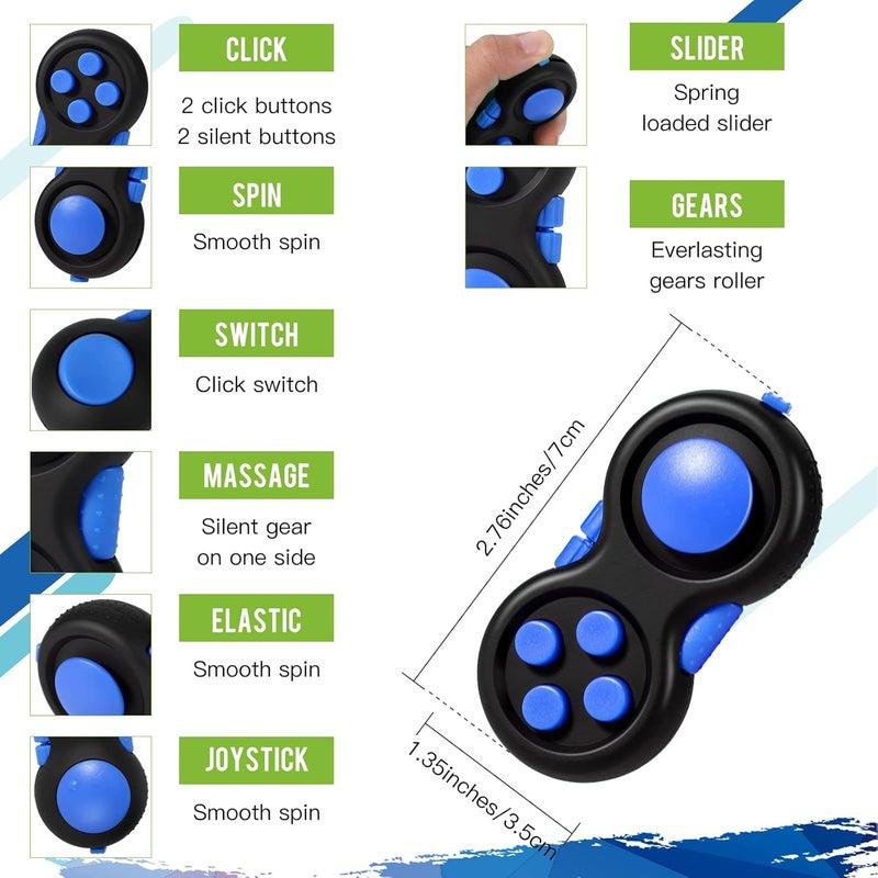 Gejoy 3 Pcs Fidget Toys Adults Set Handheld Fidgets Controller Pad Game Six Roller Chain Key Flippy Chain Autism Sensory for ADHD Add OCD Autism Anxiety Stress Relief Teen Kids(Black and Blue) - Image 3