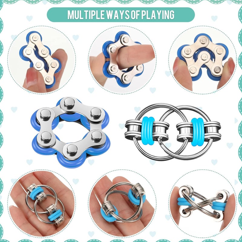 Gejoy 3 Pcs Fidget Toys Adults Set Handheld Fidgets Controller Pad Game Six Roller Chain Key Flippy Chain Autism Sensory for ADHD Add OCD Autism Anxiety Stress Relief Teen Kids(Black and Blue) - Image 4