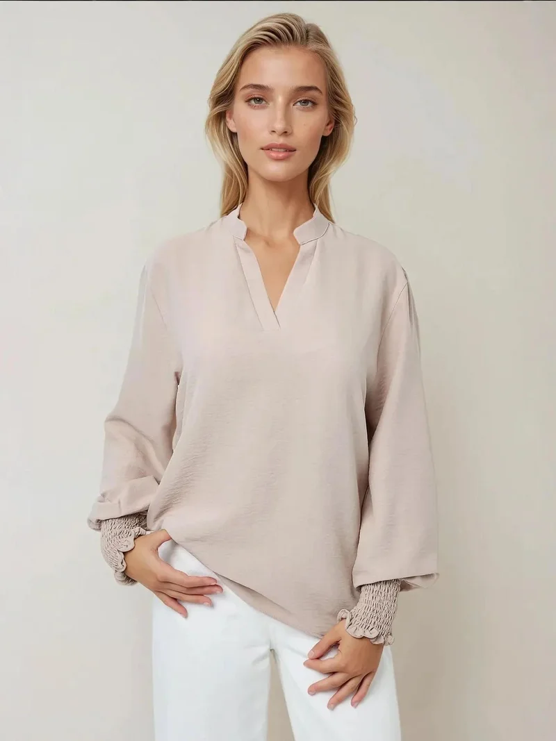 HICCUP V-Neck Long Sleeve Blouse