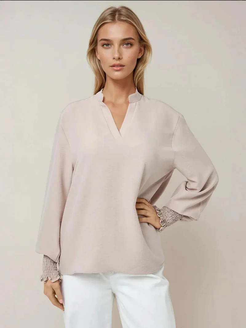 HICCUP V-Neck Long Sleeve Blouse