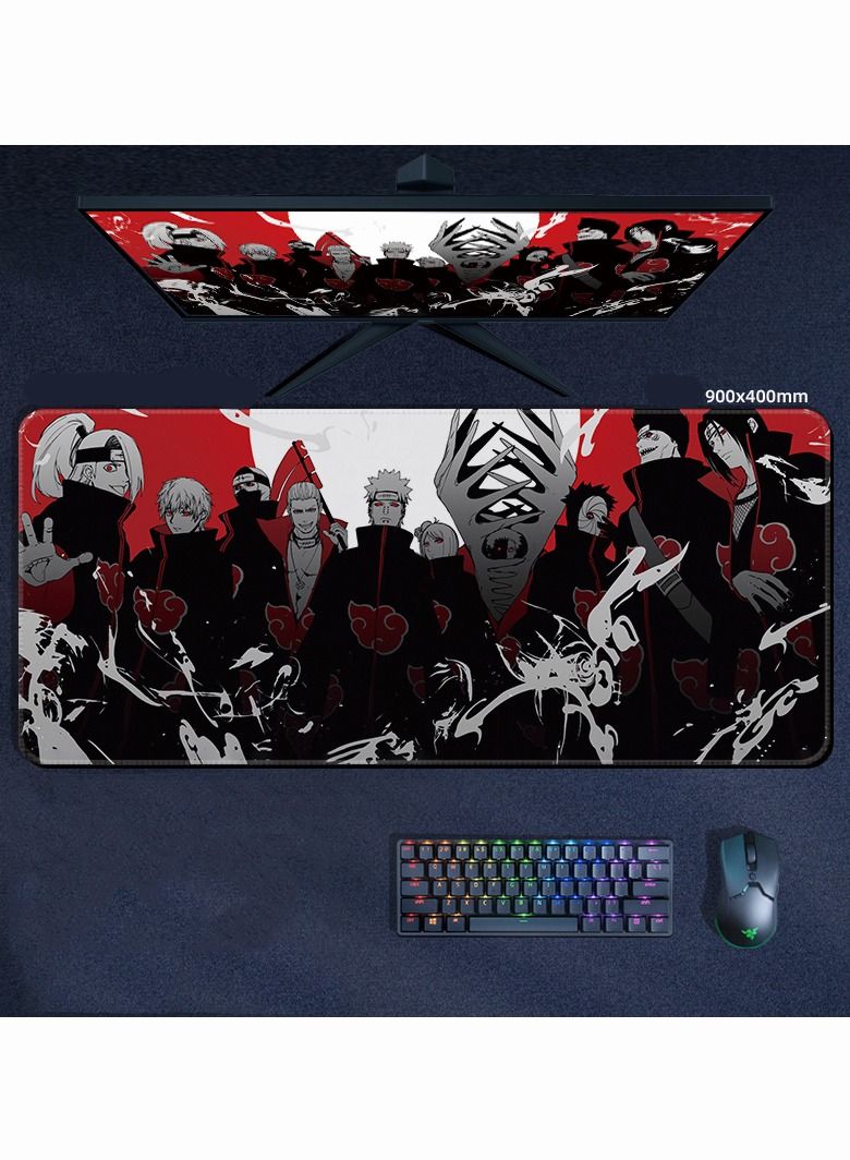 Naruto Large Mouse Pad for Computer Non Slip Rubber Base 900*400*3mm Home Office Long Stitched Edge Mouse Mat for Laptop 