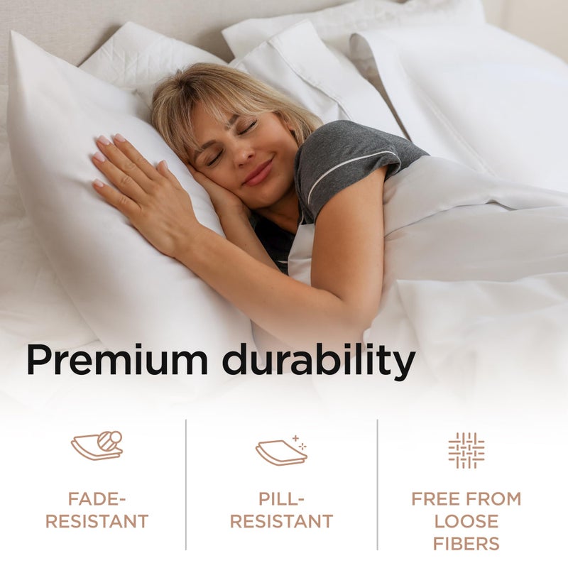 Threadmill Supima Cotton Sheets Queen | 656 Thread Count Queen Sheets for Queen Mattress | 4 Piece Luxury Bed Sheet | Sateen Weave Hotel Quality Sheet with Elasticized Deep Pocket| White Sheet - Image 4