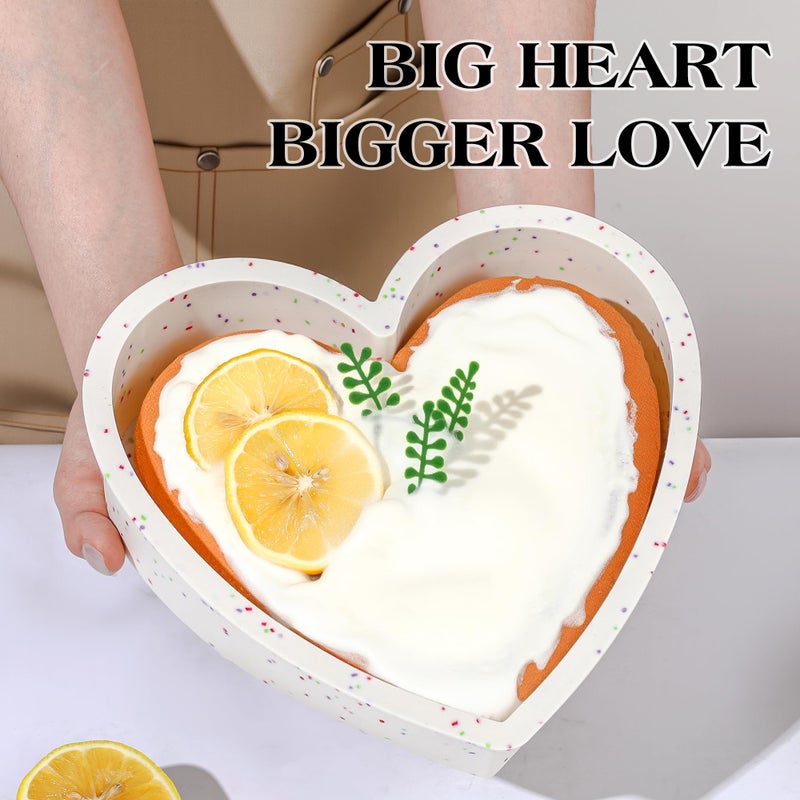 AOTASO 3 Pcs Silicone Heart Shaped Cake Pans 10 Inch 8 Inch 6 Inch Mini Small Large Heart Cake Pan Set Nonstick Silicone Heart Molds for Baking (Cream) - Image 3