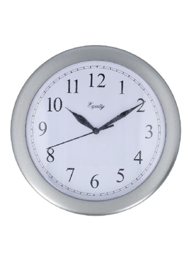 Equity Quartz Movement Round Analog Wall Clock White and Silver 10 Inch 25206 - Image 1
