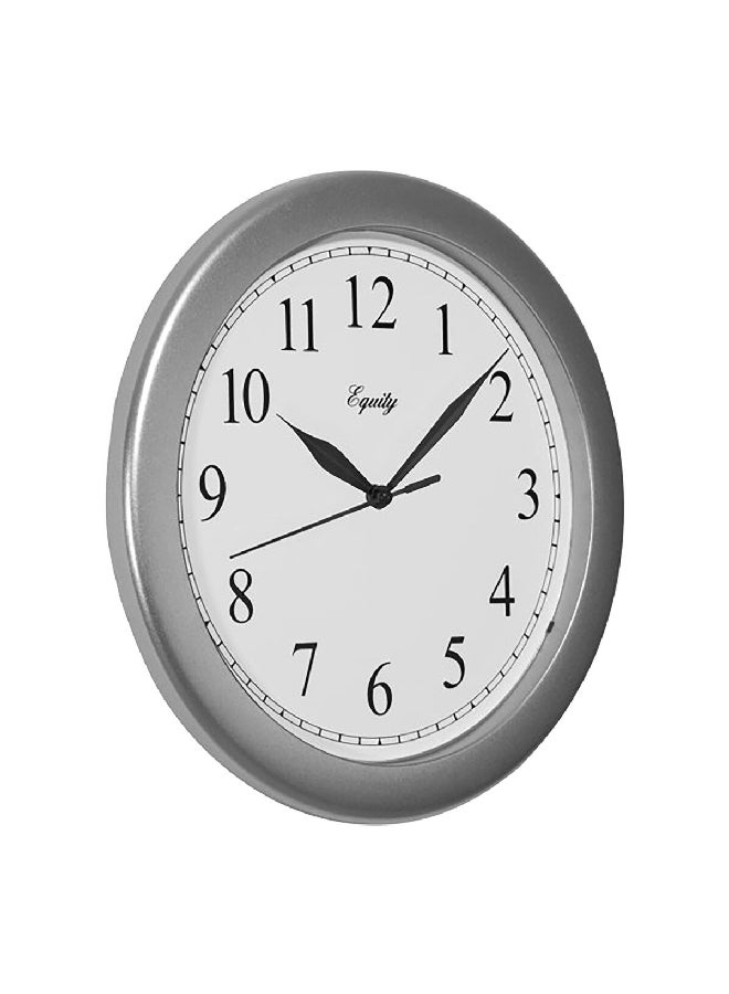 Equity Quartz Movement Round Analog Wall Clock White and Silver 10 Inch 25206 - Image 3