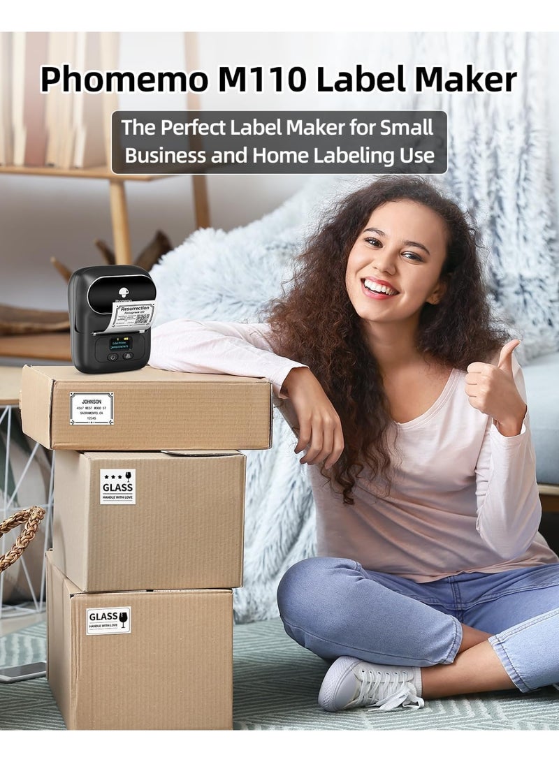 فوميمو طابعة ملصقات M110 - طابعة ملصقات باركود حرارية محمولة بتقنية البلوتوث للشركات الصغيرة، عناوين، شعارات، ملابس، بريد، ملصقات للهواتف وأجهزة الكمبيوتر - Image 4
