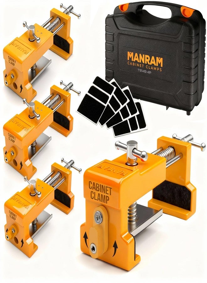 manram Cabinet Clamps 4 Pack Protective Case Included - Cabinet Face Frame Clamps, Claw Clamps for Cabinets - Image 1