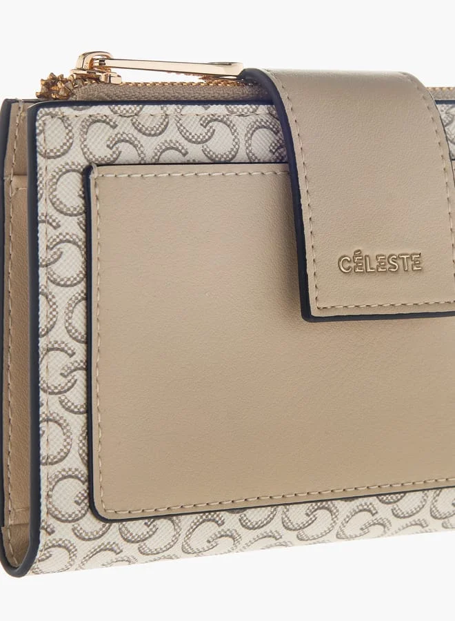 سيليست Womens Monogram Print Bi-Fold Wallet
