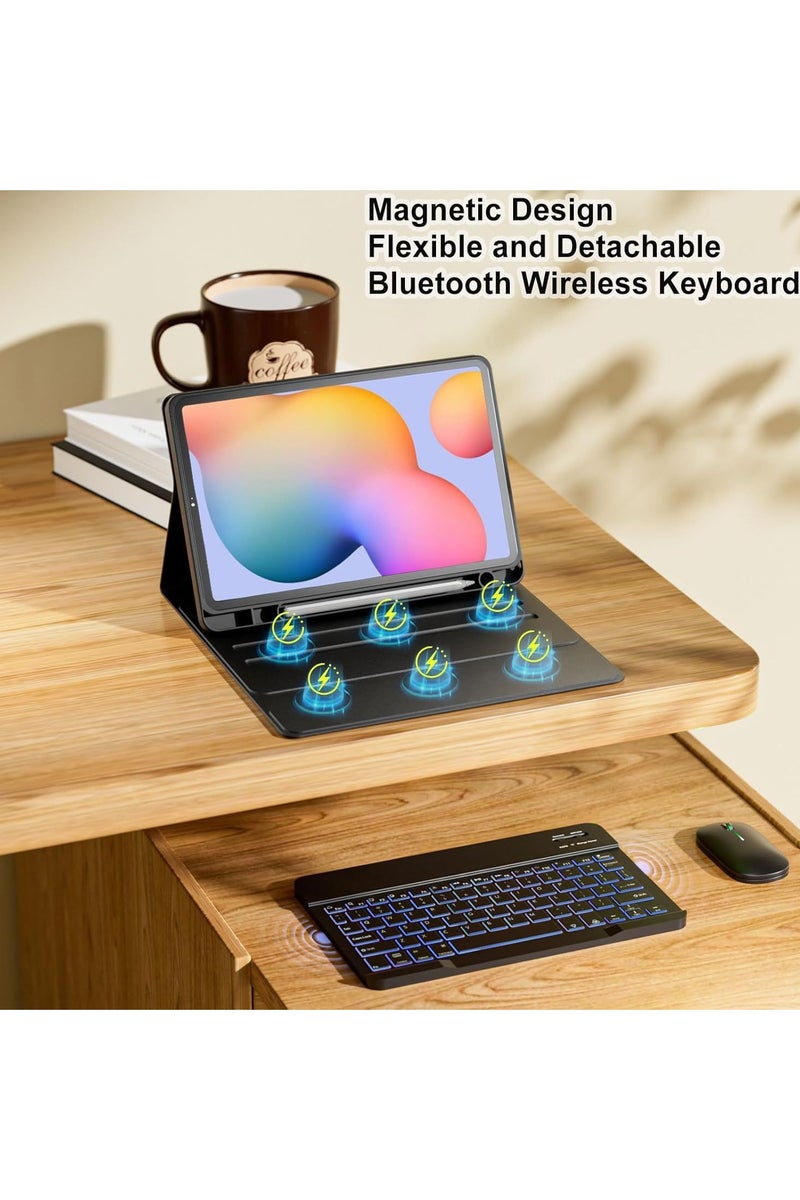 general Compatible with 2025 Redmi Pad 2 Wireless Bluetooth Keyboard Case Backlit Keyboard with Pen Slot and Mouse Tablet Protective Case Shockproof Full Cover - Image 4
