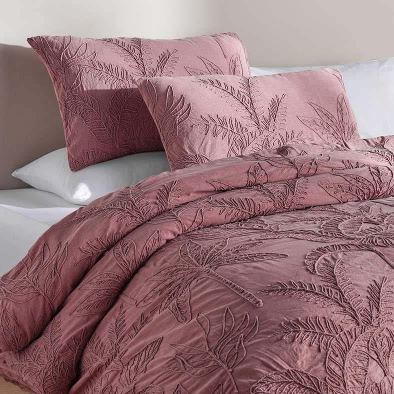 Pan Home طقم لحاف سوبر كينغ مزخرف باللون الوردي مكون من 3 قطع