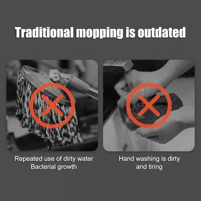 MIXEN Spin Mop and Bucket Portable Wash Spin Mop with Retractable Handle Hands Free Spin Mop with Dirty Water Separation System 360 Spinning Mops with Wringer Set for Floor Cleaning - Image 5