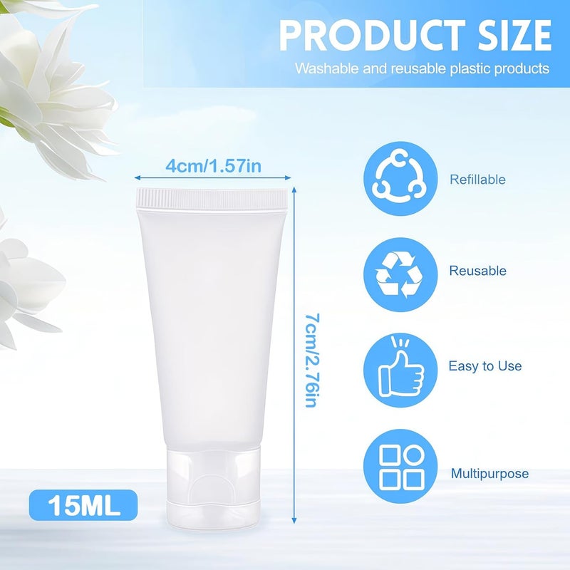 UPSTORE 20PCS Emply Refillable Plastic Cosmetic Soft Tube Vial Bottles with Flip Cover Makeup Travel Sample Packing Storage Holder Container for Toothpaste Shampoo Facial Cleanser Body Lotion (15ml/0.5oz) - Image 2