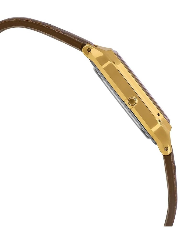 CASIO Vintage Analog‑Digital Unisex Watch, 38.8 mm Gold Dial & Case, Genuine Brown Leather Strap, Water‑Resistant-AQ‑230EGL‑9A - Image 3