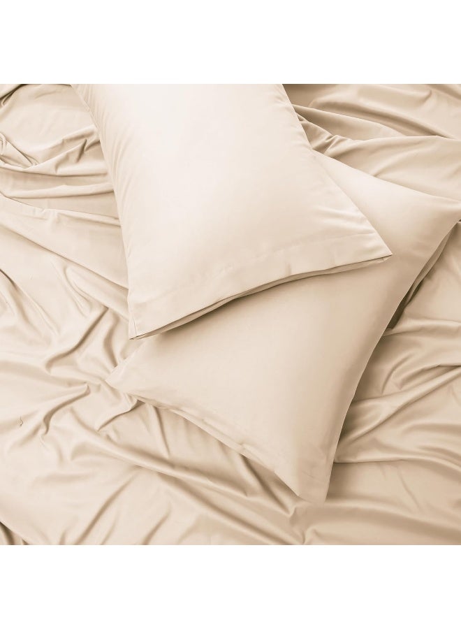 PanaX Bedding Super King Beige Bed Sheets Set - 4 Piece Bedding - Brushed Microfiber And Fade Resistant - Easy Care - Image 4