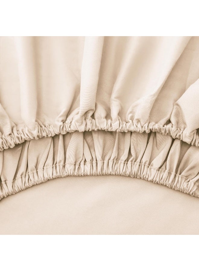 PanaX Bedding Super King Beige Bed Sheets Set - 4 Piece Bedding - Brushed Microfiber And Fade Resistant - Easy Care - Image 5