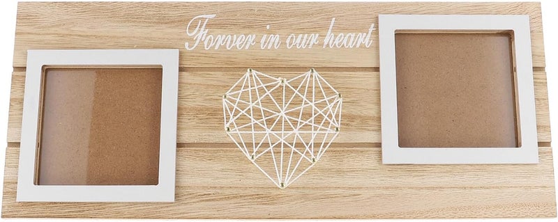 STAHAD Wooden Heart String Art Picture Frame Double-sided Photo Holder White Tabletop Decor Mom Home Memory Display - Image 1