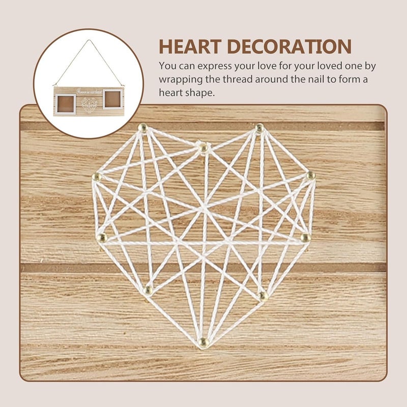 STAHAD Wooden Heart String Art Picture Frame Double-sided Photo Holder White Tabletop Decor Mom Home Memory Display - Image 4